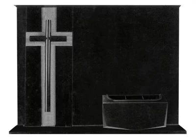 Lápida de nicho Ref.106 en granito Negro Intenso con cruz de granito