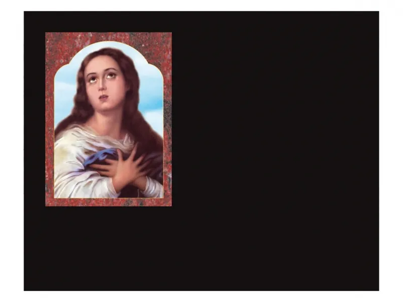 Lápida de nicho Ref.2005/1 en granito Negro Intenso con imagen incrustada a color