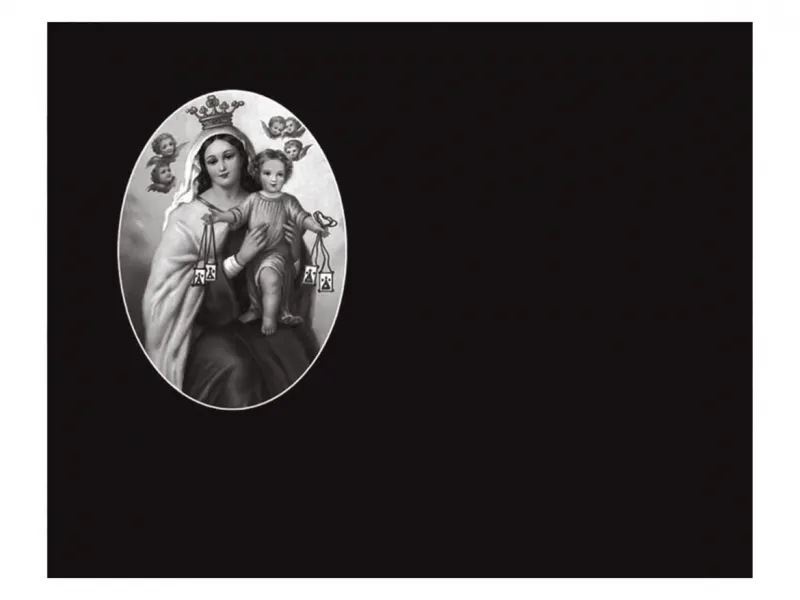 Lápida de nicho Ref.1019D en granito Negro Intenso con imagen grabada a láser