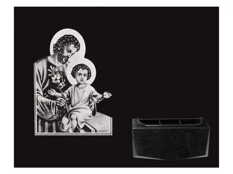 Lápida de nicho Ref.27 en granito Negro Intenso con imagen grabada a láser