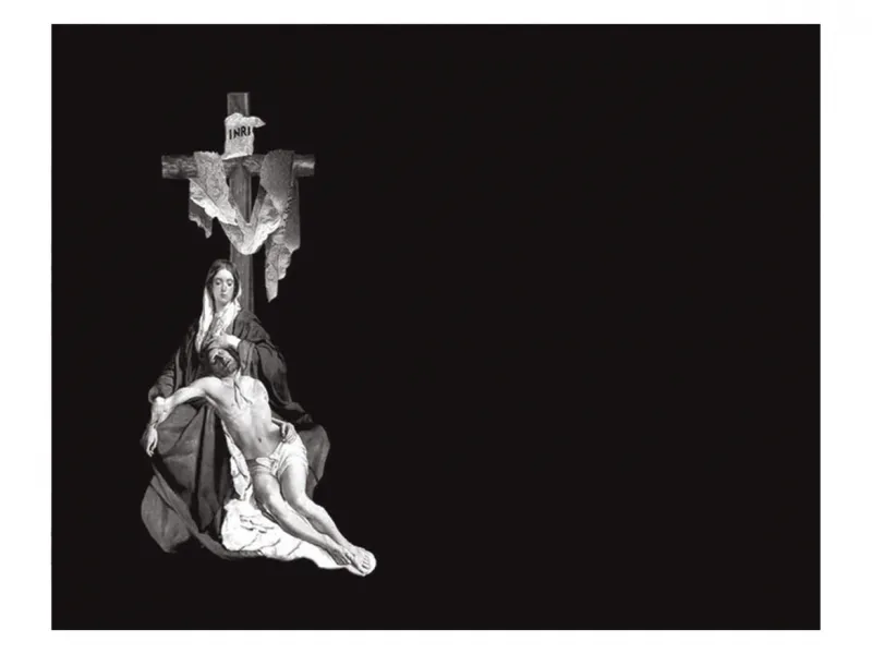 Lápida de nicho Ref.991 en granito Negro Intenso con imagen grabada a láser