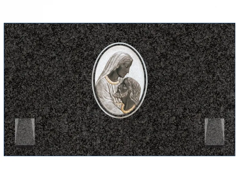 Lápida de nicho doble Ref. 590 en granito Sudáfrica con Piedad tallada