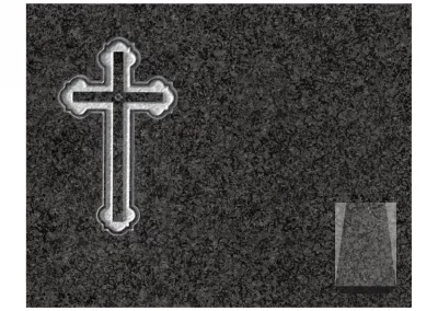 Lápida de nicho Ref.136 en granito Sudáfrica con cruz grabada